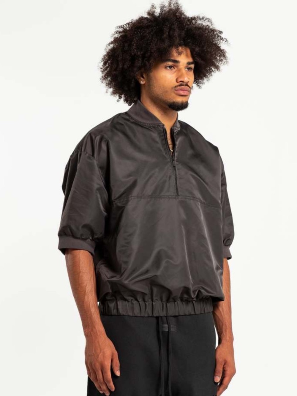 FEAR OF GOD ESSENTIALS ESSENTIALS HALF ZIP SHORT SLEECE PULLOVER - IRON SZ LARGE